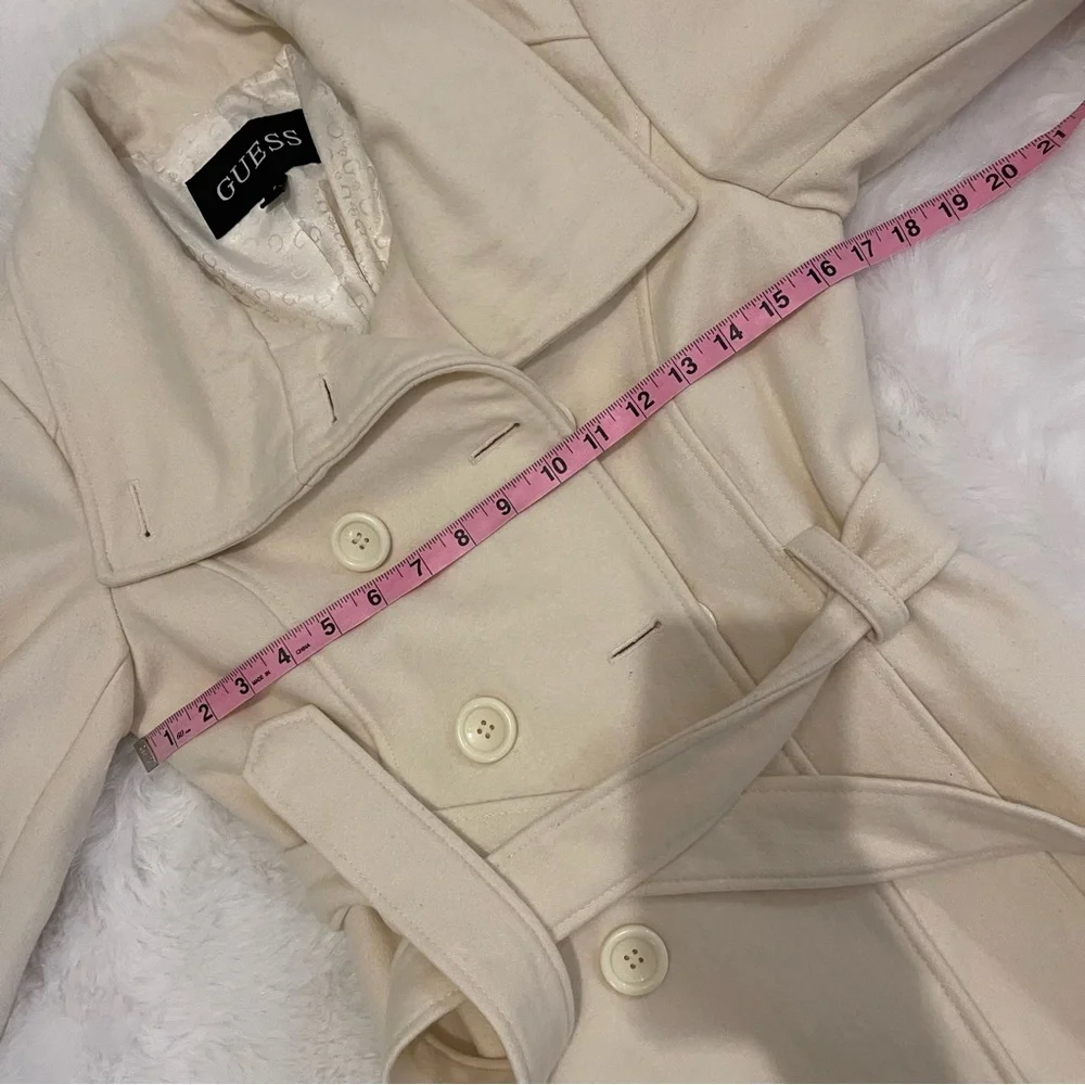 Guess Cream Winter White Long Belted Trench Coat - Picture 13 of 14